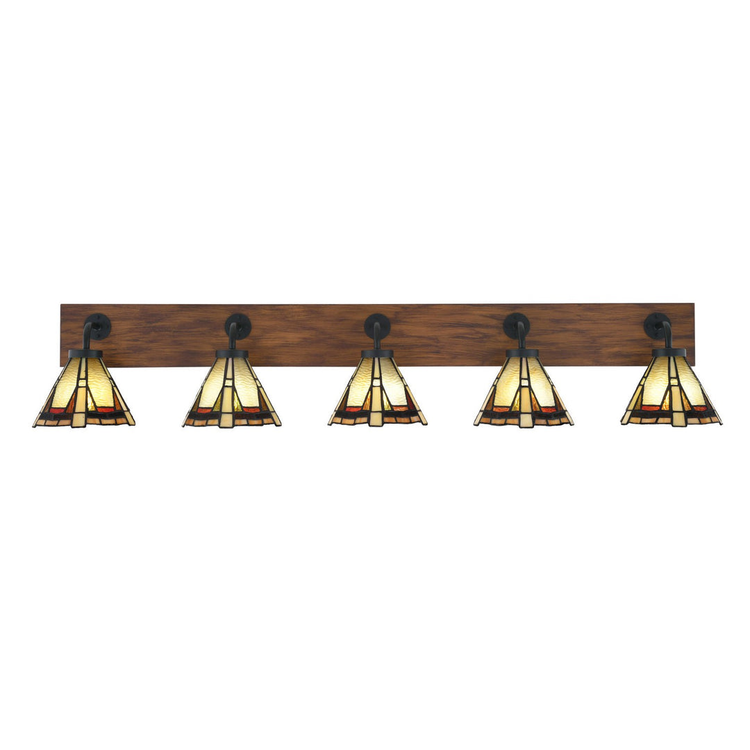 Toltec Oxbridge 1775-mbwg-9345 Bath Vanity Light 48 in. wide - Matte Black & Painted Wood-look