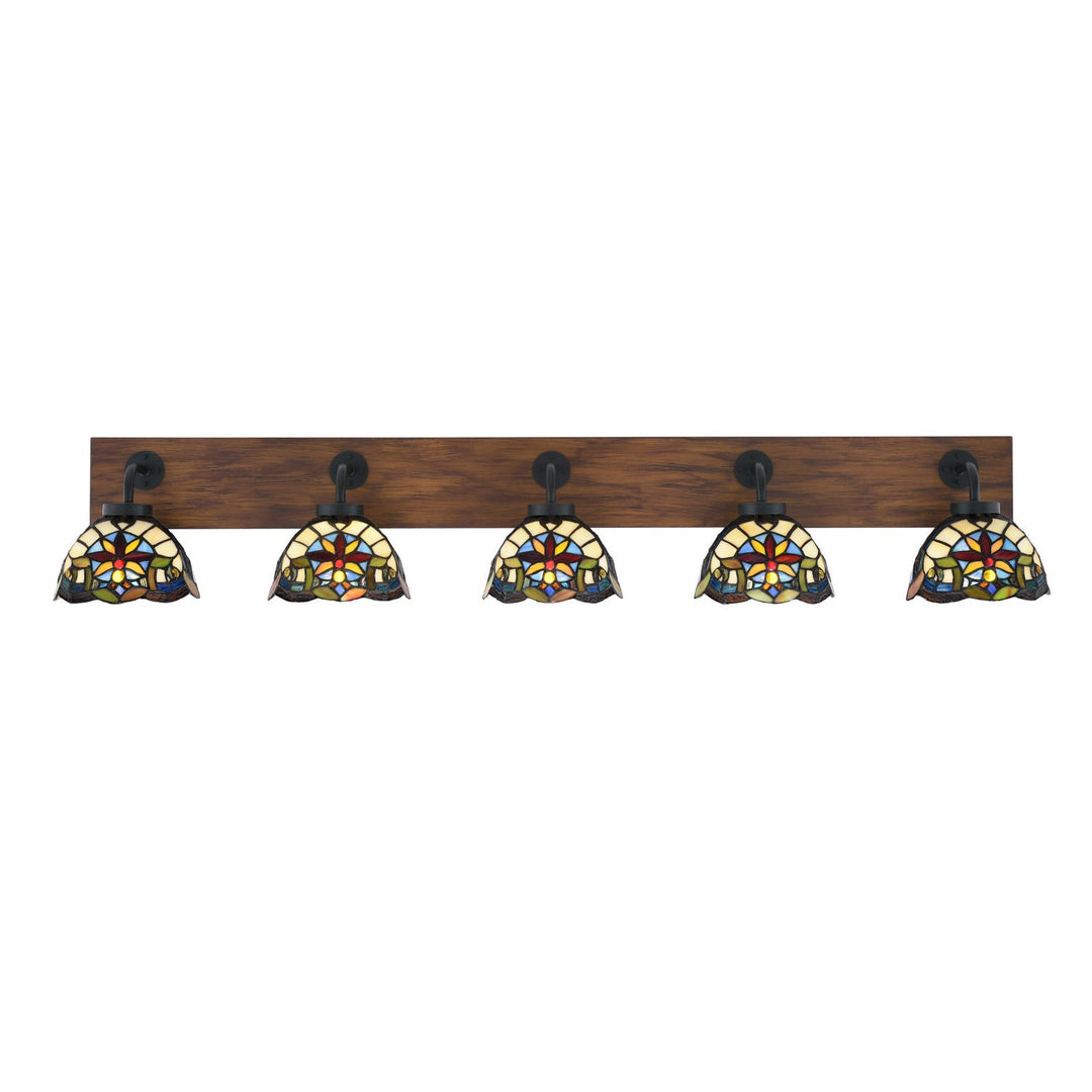 Toltec Oxbridge 1775-mbwg-9365 Bath Vanity Light 48 in. wide - Matte Black & Painted Wood-look