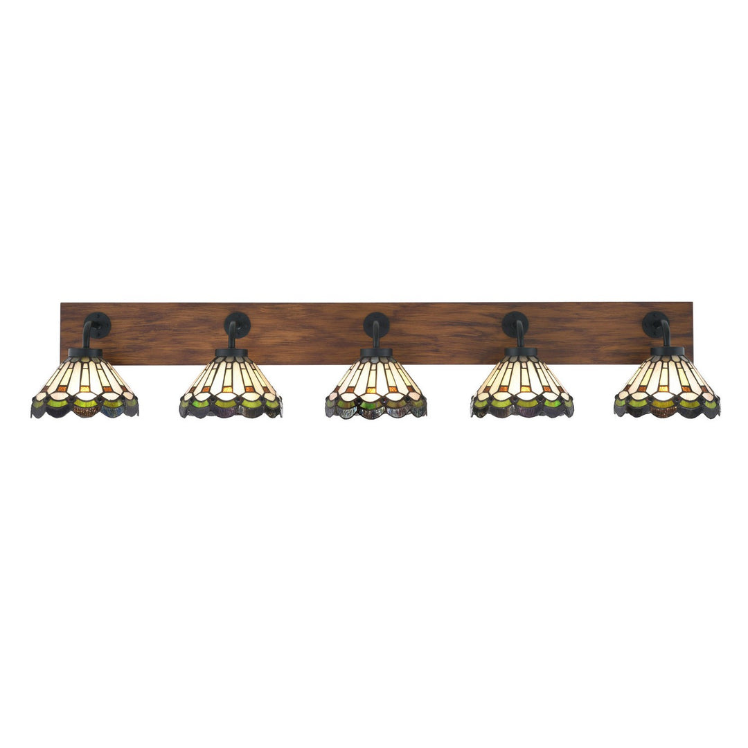 Toltec Oxbridge 1775-mbwg-9395 Bath Vanity Light 48 in. wide - Matte Black & Painted Wood-look