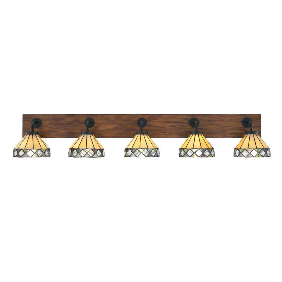 Toltec Oxbridge 1775-mbwg-9405 Bath Vanity Light 48 in. wide - Matte Black & Painted Wood-look