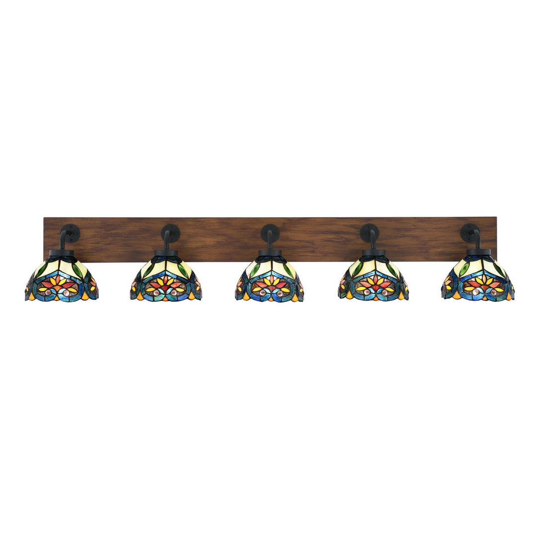 Toltec Oxbridge 1775-mbwg-9425 Bath Vanity Light 48 in. wide - Matte Black & Painted Wood-look