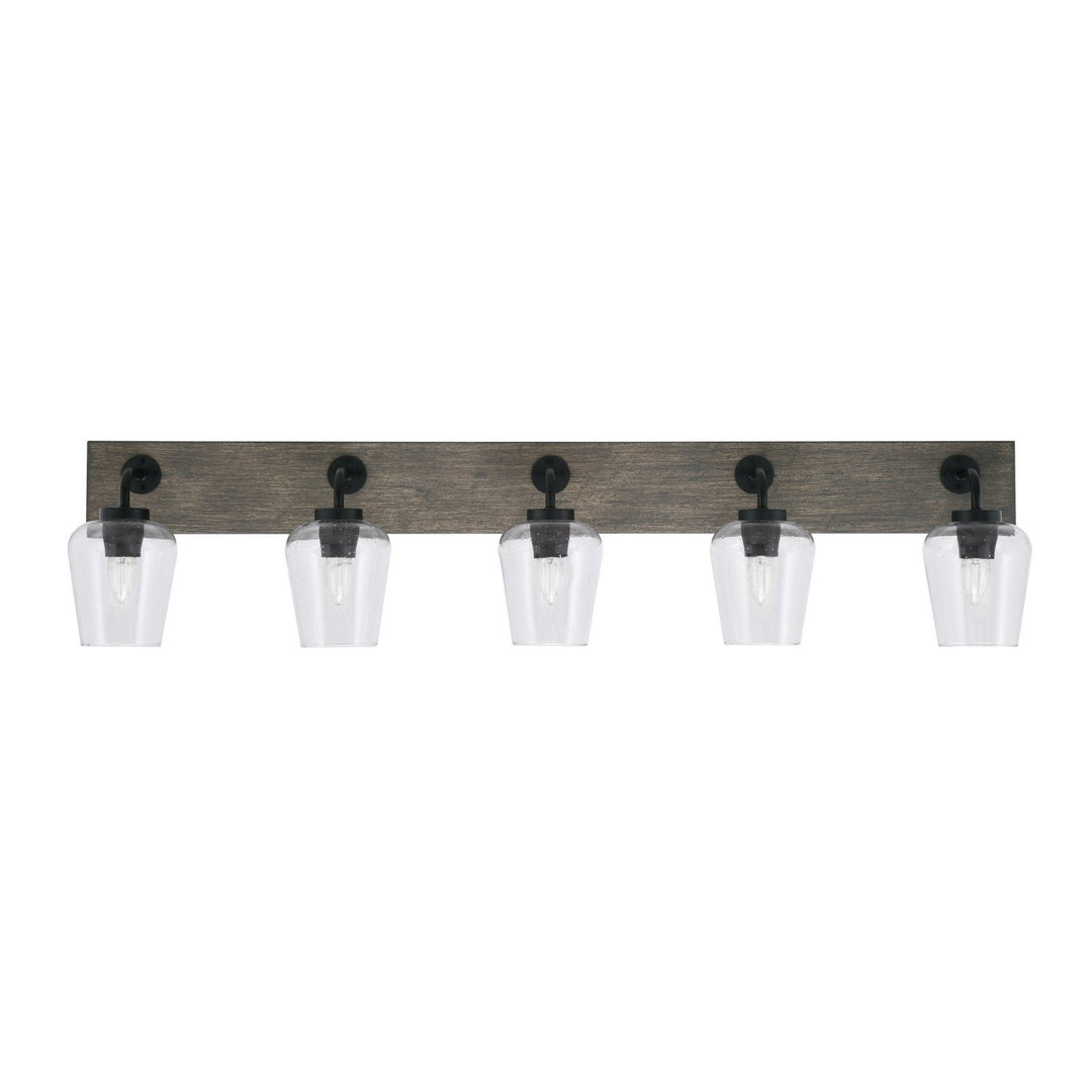 Toltec Oxbridge 1775-mbdw-210 Bath Vanity Light 47 in. wide - Matte Black & Painted Distressed Wood-look