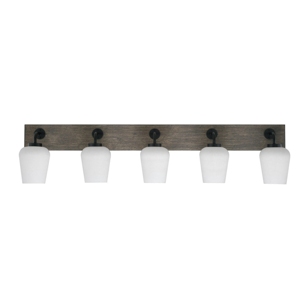 Toltec Oxbridge 1775-mbdw-211 Bath Vanity Light 47 in. wide - Matte Black & Painted Distressed Wood-look