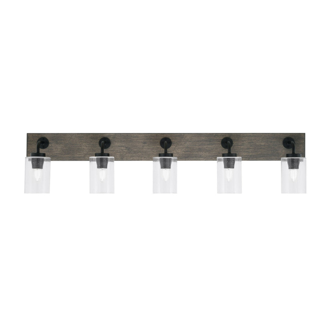 Toltec Oxbridge 1775-mbdw-300 Bath Vanity Light 47 in. wide - Matte Black & Painted Distressed Wood-look