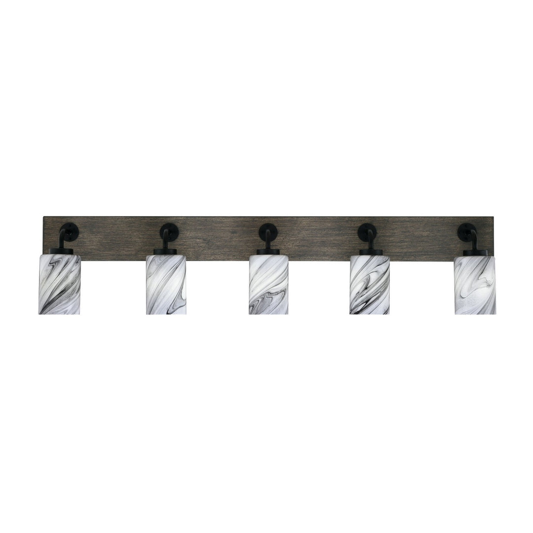 Toltec Oxbridge 1775-mbdw-3009 Bath Vanity Light 47 in. wide - Matte Black & Painted Distressed Wood-look