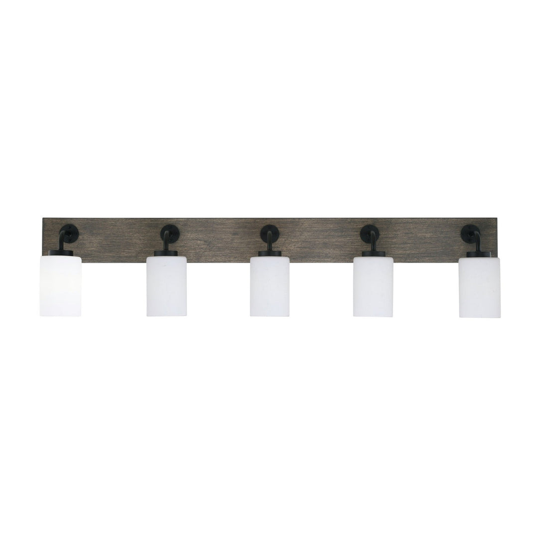 Toltec Oxbridge 1775-mbdw-310 Bath Vanity Light 47 in. wide - Matte Black & Painted Distressed Wood-look