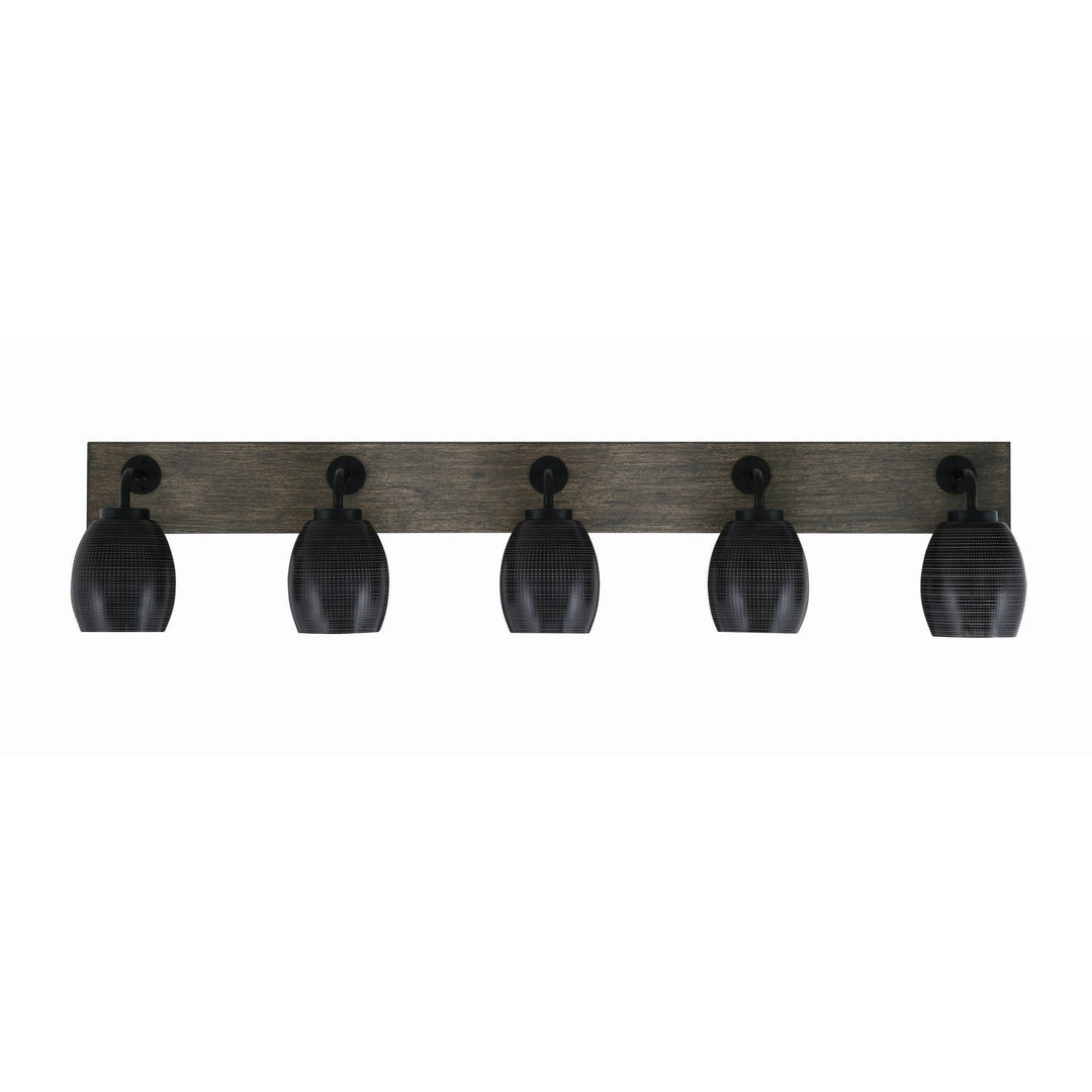 Toltec Oxbridge 1775-mbdw-4029 Bath Vanity Light 47 in. wide - Matte Black & Painted Distressed Wood-look