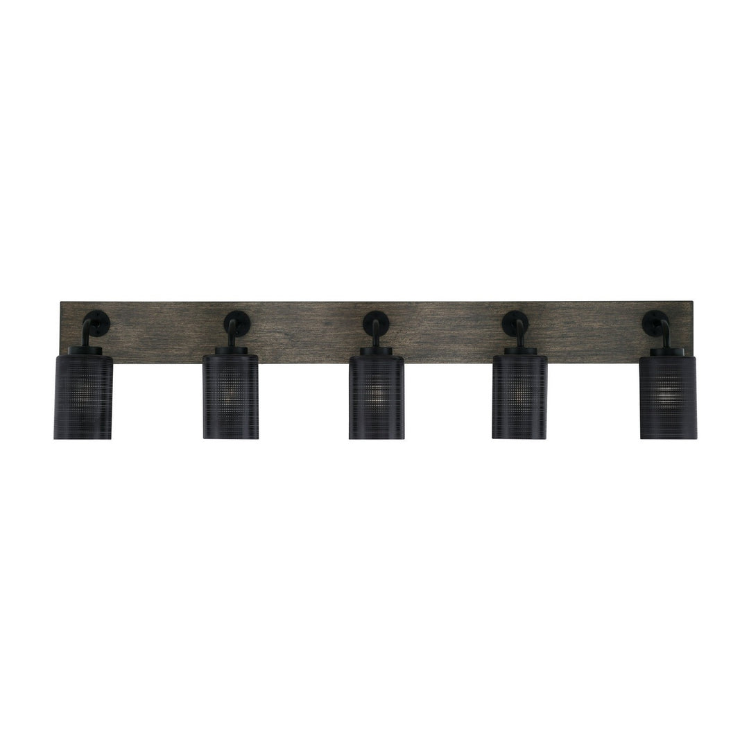 Toltec Oxbridge 1775-mbdw-4069 Bath Vanity Light 47 in. wide - Matte Black & Painted Distressed Wood-look