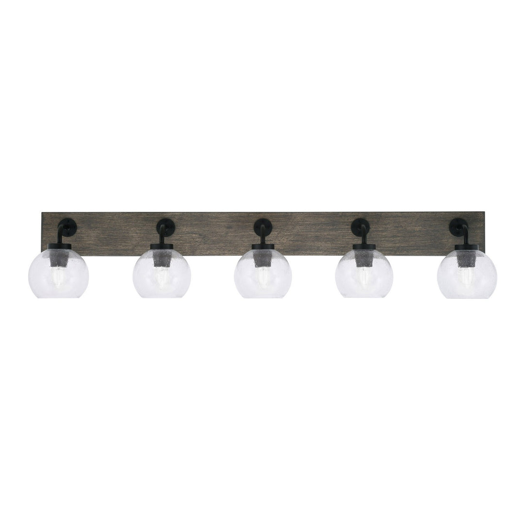 Toltec Oxbridge 1775-mbdw-4100 Bath Vanity Light 47 in. wide - Matte Black & Painted Distressed Wood-look