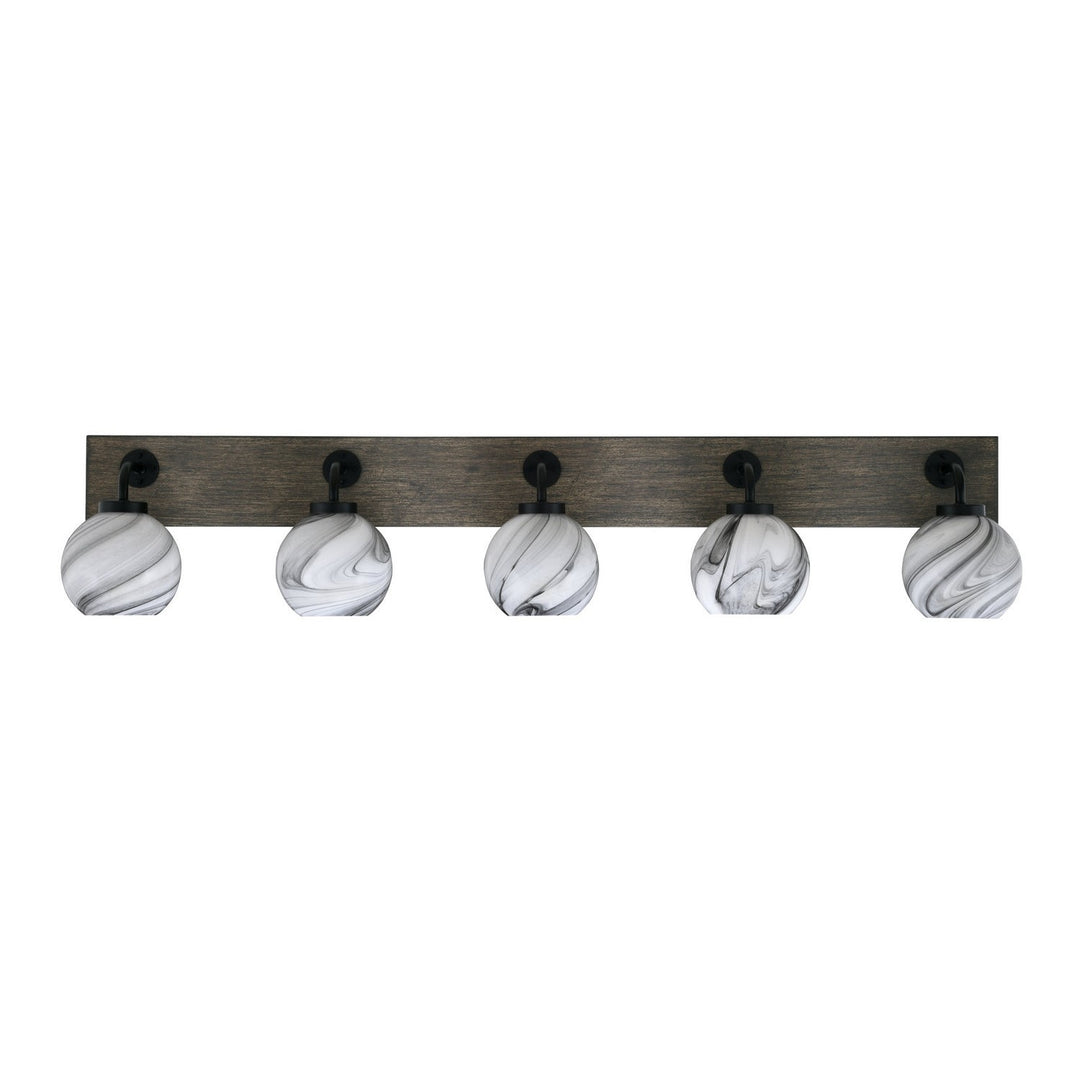 Toltec Oxbridge 1775-mbdw-4109 Bath Vanity Light 47 in. wide - Matte Black & Painted Distressed Wood-look