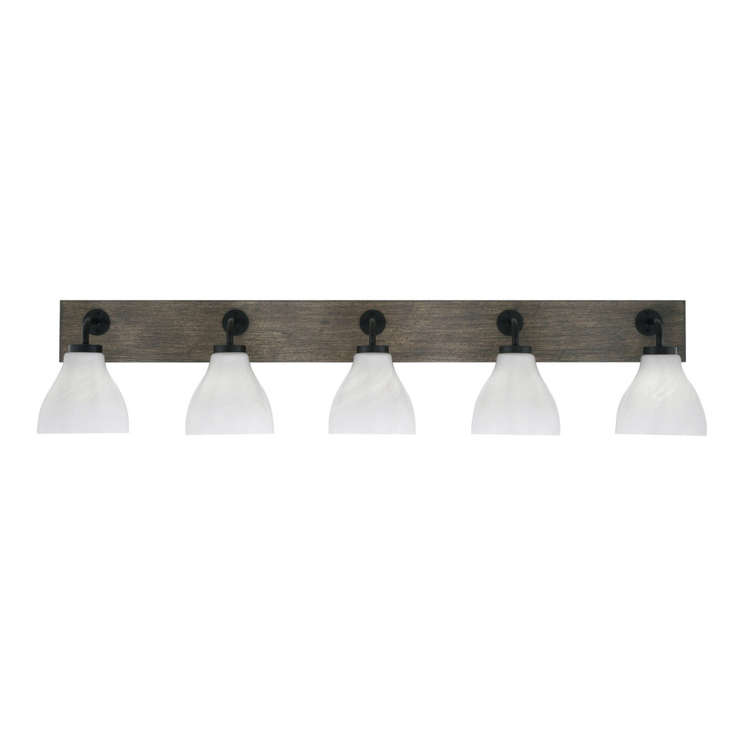 Toltec Oxbridge 1775-mbdw-4761 Bath Vanity Light 47 in. wide - Matte Black & Painted Distressed Wood-look