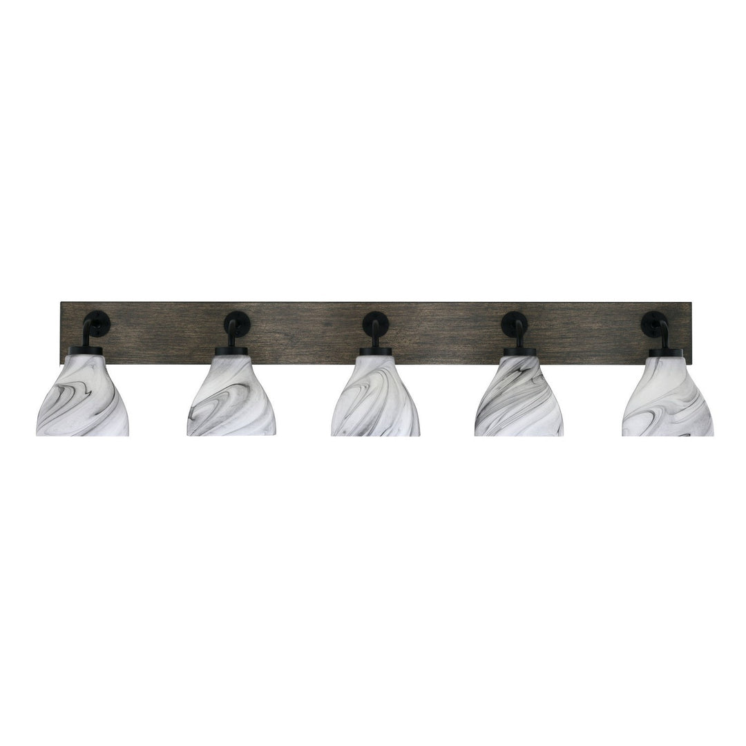 Toltec Oxbridge 1775-mbdw-4769 Bath Vanity Light 47 in. wide - Matte Black & Painted Distressed Wood-look