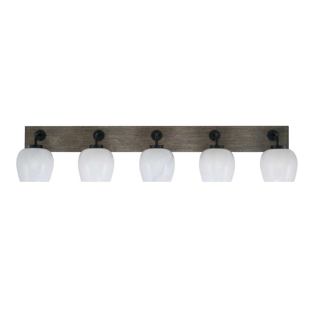 Toltec Oxbridge 1775-mbdw-4811 Bath Vanity Light 47 in. wide - Matte Black & Painted Distressed Wood-look