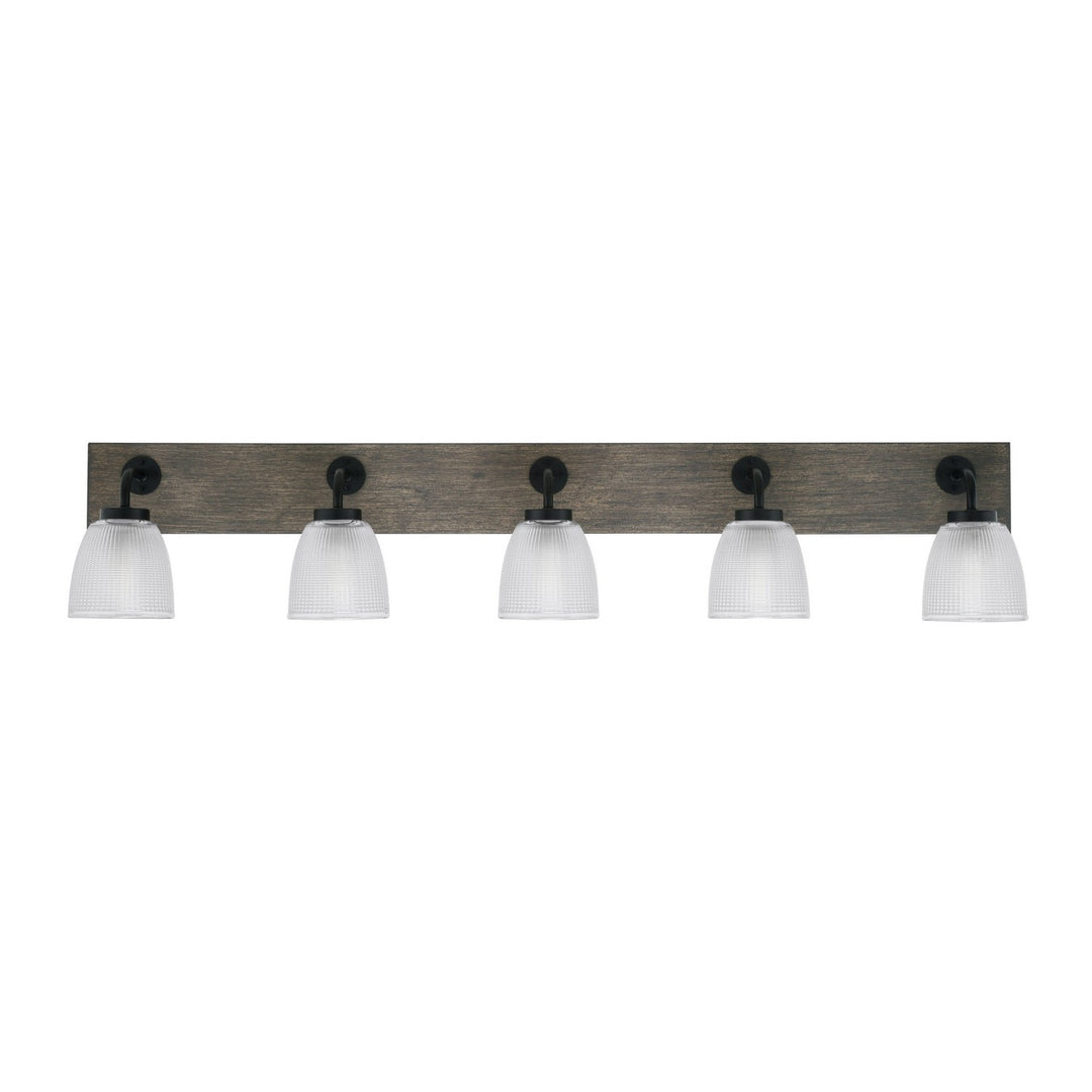 Toltec Oxbridge 1775-mbdw-500 Bath Vanity Light 47 in. wide - Matte Black & Painted Distressed Wood-look