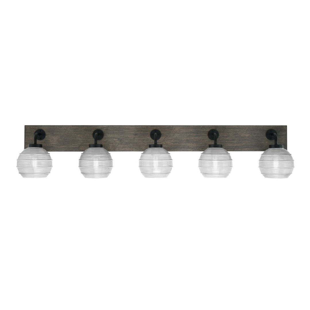 Toltec Oxbridge 1775-mbdw-5110 Bath Vanity Light 47 in. wide - Matte Black & Painted Distressed Wood-look