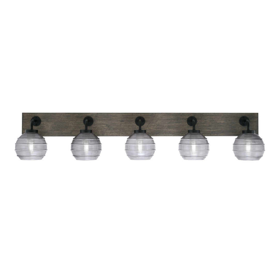 Toltec Oxbridge 1775-mbdw-5112 Bath Vanity Light 47 in. wide - Matte Black & Painted Distressed Wood-look