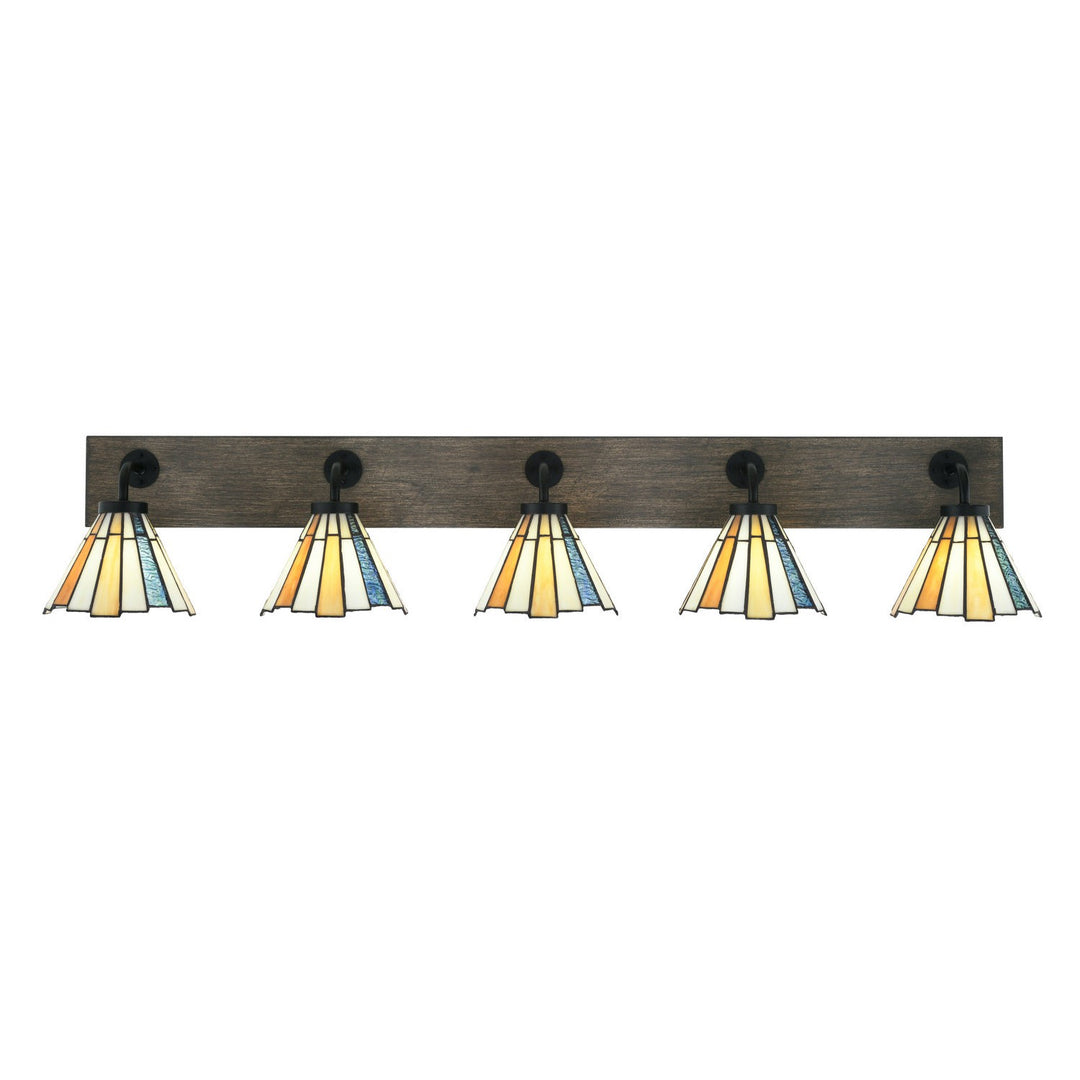 Toltec Oxbridge 1775-mbdw-9335 Bath Vanity Light 48 in. wide - Matte Black & Painted Distressed Wood-look Metal