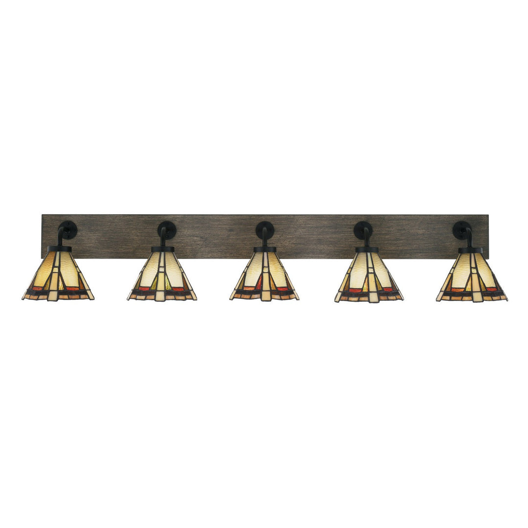 Toltec Oxbridge 1775-mbdw-9345 Bath Vanity Light 48 in. wide - Matte Black & Painted Distressed Wood-look