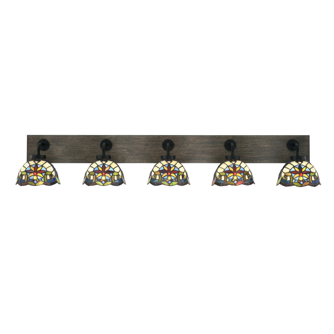 Toltec Oxbridge 1775-mbdw-9365 Bath Vanity Light 48 in. wide - Matte Black & Painted Distressed Wood-look