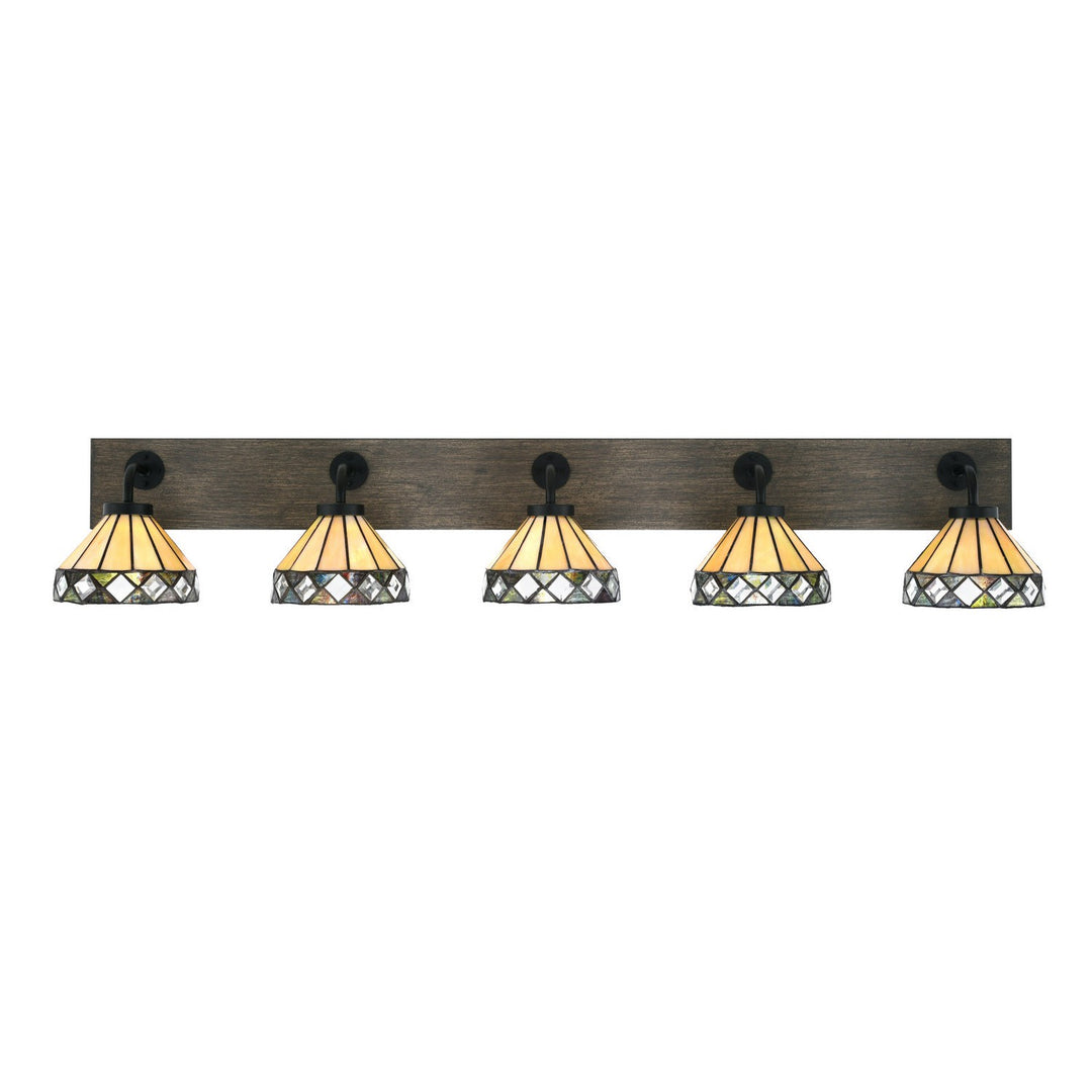 Toltec Oxbridge 1775-mbdw-9405 Bath Vanity Light 48 in. wide - Matte Black & Painted Distressed Wood-look