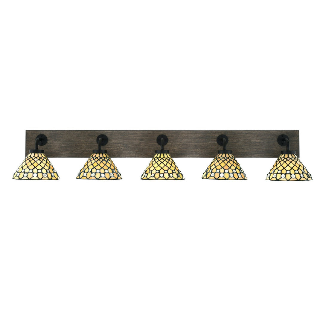 Toltec Oxbridge 1775-mbdw-9415 Bath Vanity Light 48 in. wide - Matte Black & Painted Distressed Wood-look