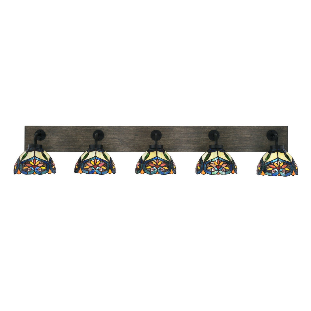 Toltec Oxbridge 1775-mbdw-9425 Bath Vanity Light 48 in. wide - Matte Black & Painted Distressed Wood-look