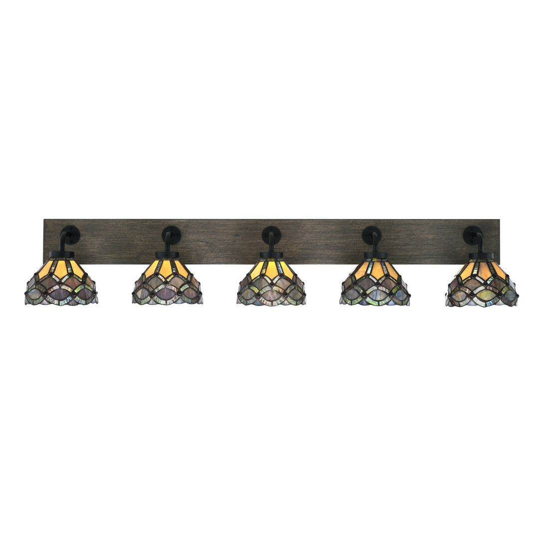 Toltec Oxbridge 1775-mbdw-9435 Bath Vanity Light 48 in. wide - Matte Black & Painted Distressed Wood-look