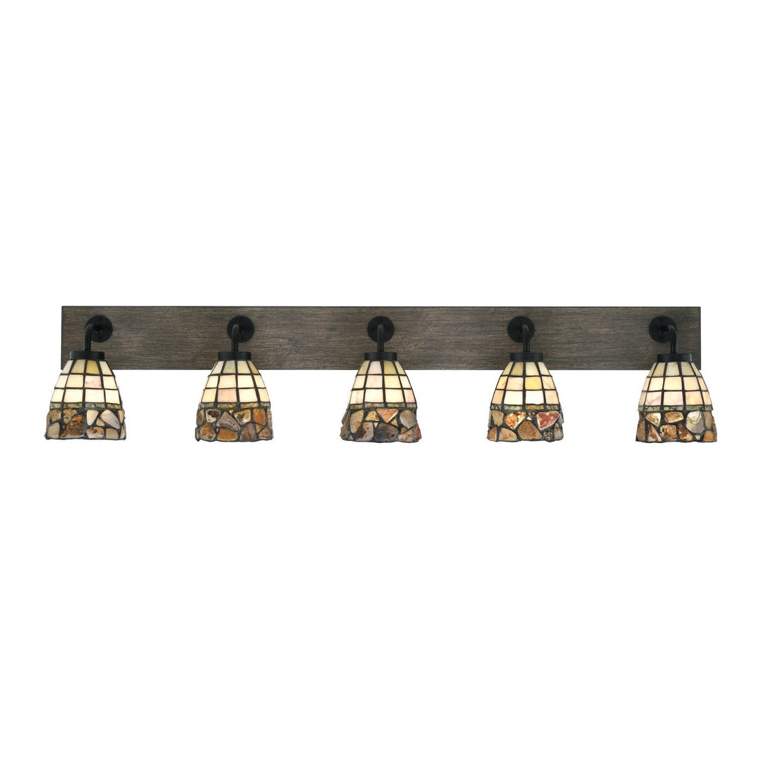 Toltec Oxbridge 1775-mbdw-9735 Bath Vanity Light 47 in. wide - Matte Black & Painted Distressed Wood-look