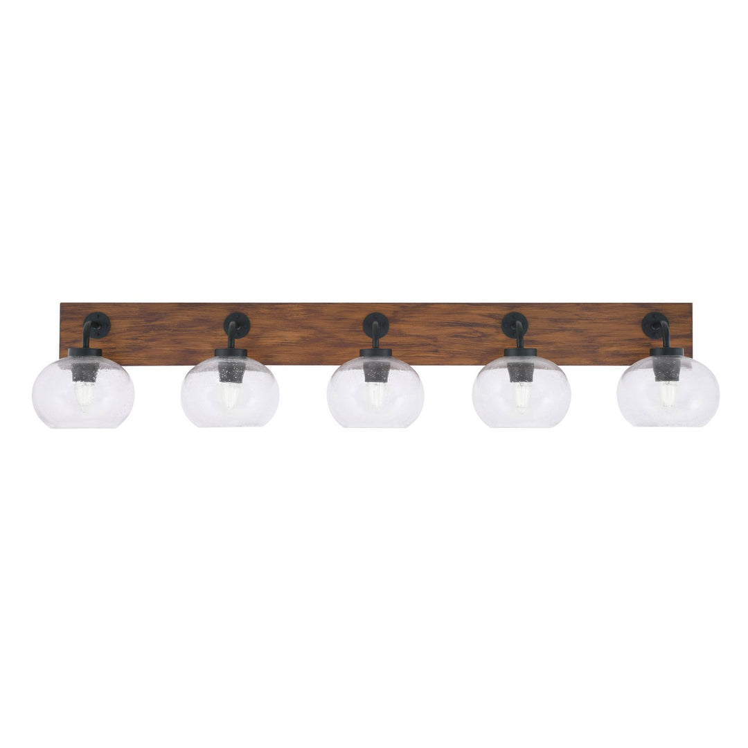 Toltec Oxbridge 1775-mbwg-202 Bath Vanity Light 48 in. wide - Matte Black & Painted Wood-look