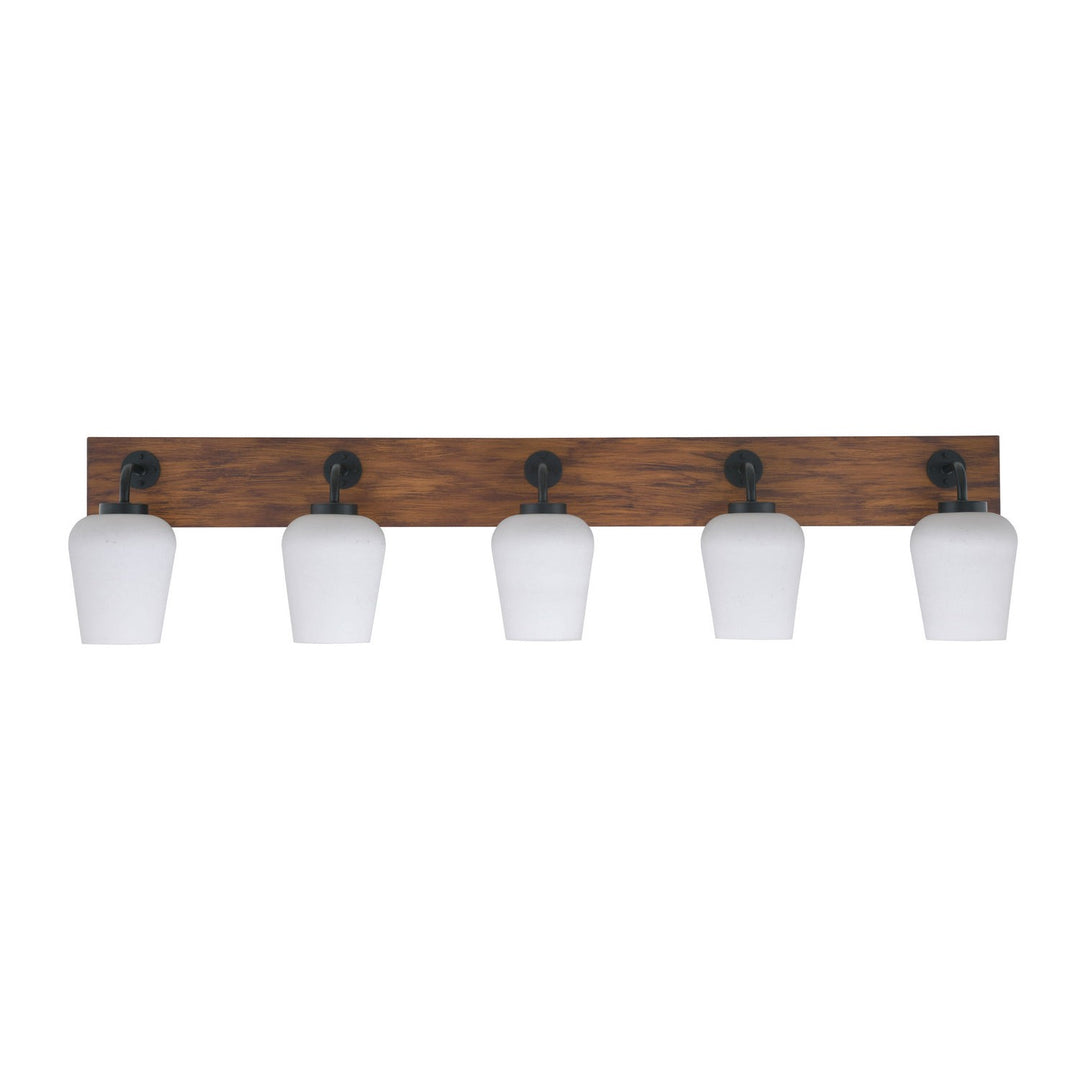 Toltec Oxbridge 1775-mbwg-211 Bath Vanity Light 47 in. wide - Matte Black & Painted Wood-look