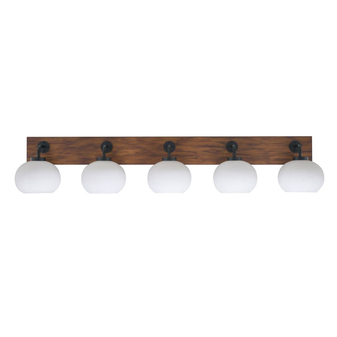 Toltec Oxbridge 1775-mbwg-212 Bath Vanity Light 48 in. wide - Matte Black & Painted Wood-look