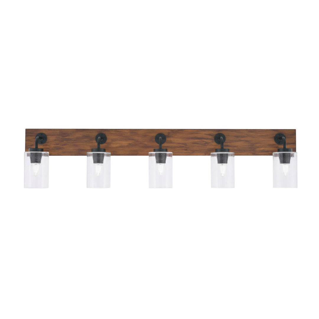 Toltec Oxbridge 1775-mbwg-300 Bath Vanity Light 47 in. wide - Matte Black & Painted Wood-look