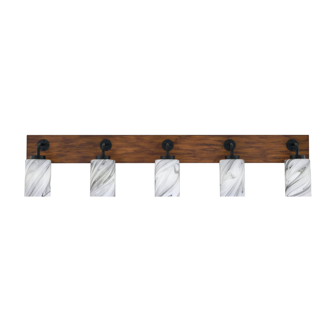 Toltec Oxbridge 1775-mbwg-3009 Bath Vanity Light 47 in. wide - Matte Black & Painted Wood-look