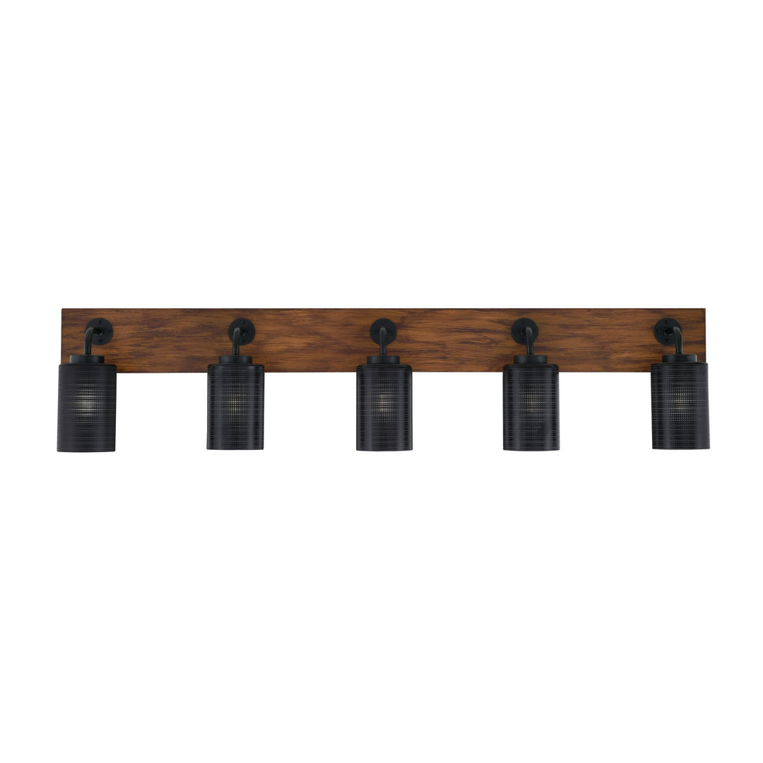 Toltec Oxbridge 1775-mbwg-4069 Bath Vanity Light 47 in. wide - Matte Black & Painted Wood-look