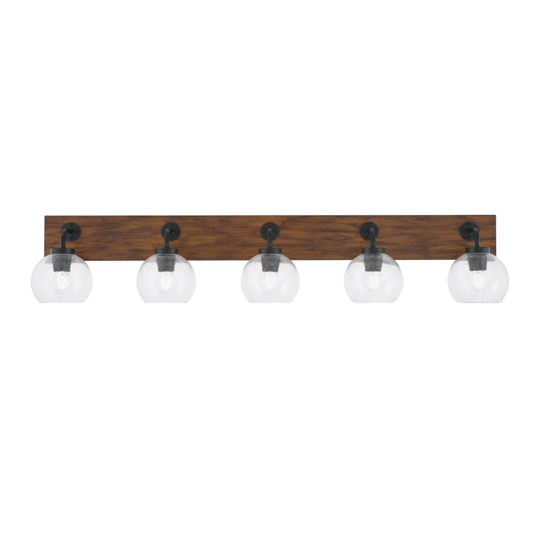 Toltec Oxbridge 1775-mbwg-4100 Bath Vanity Light 47 in. wide - Matte Black & Painted Wood-look