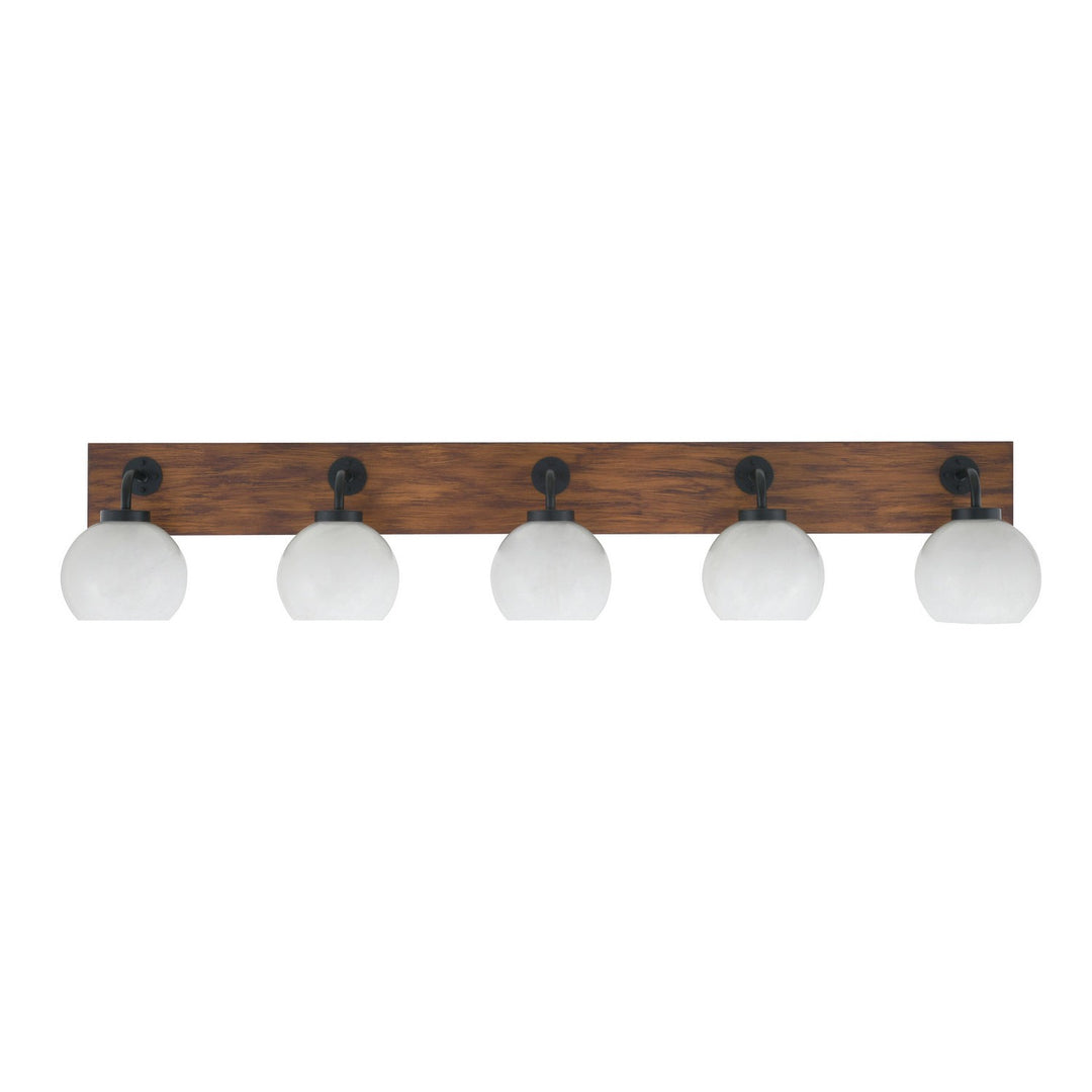 Toltec Oxbridge 1775-mbwg-4101 Bath Vanity Light 47 in. wide - Matte Black & Painted Wood-look