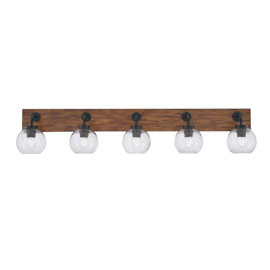 Toltec Oxbridge 1775-mbwg-4102 Bath Vanity Light 47 in. wide - Matte Black & Painted Wood-look