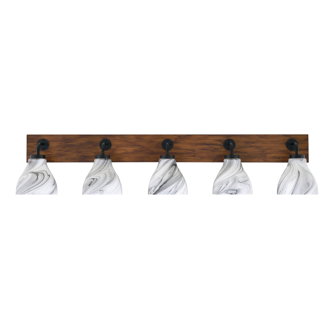 Toltec Oxbridge 1775-mbwg-4769 Bath Vanity Light 47 in. wide - Matte Black & Painted Wood-look