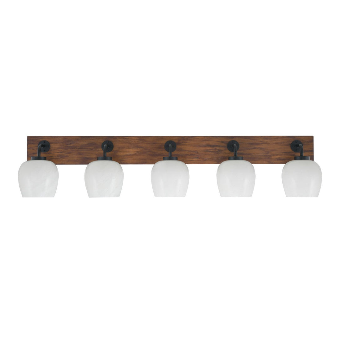 Toltec Oxbridge 1775-mbwg-4811 Bath Vanity Light 47 in. wide - Matte Black & Painted Wood-look