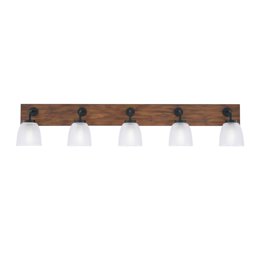 Toltec Oxbridge 1775-mbwg-500 Bath Vanity Light 47 in. wide - Matte Black & Painted Wood-look