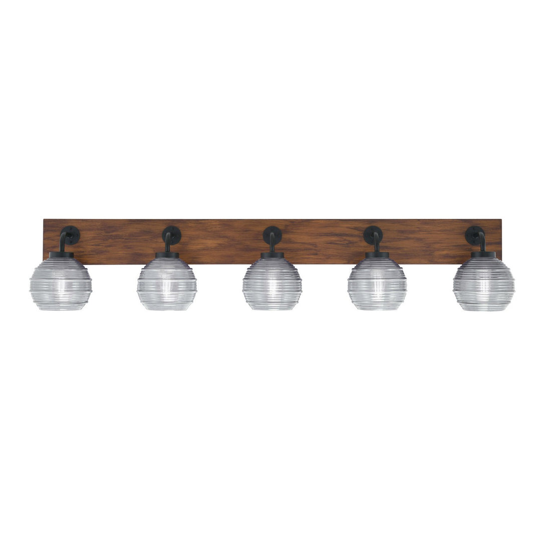 Toltec Oxbridge 1775-mbwg-5110 Bath Vanity Light 47 in. wide - Matte Black & Painted Wood-look