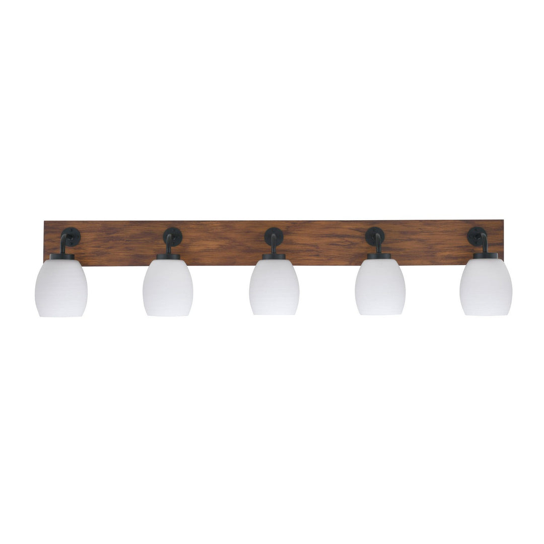 Toltec Oxbridge 1775-mbwg-615 Bath Vanity Light 47 in. wide - Matte Black & Painted Wood-look