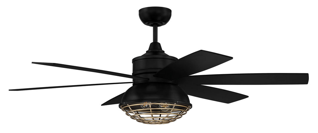 Craftmade Rugged RGD52FBSB6 Ceiling Fan 52 - Flat Black/Satin Brass, Flat Black/Driftwood/