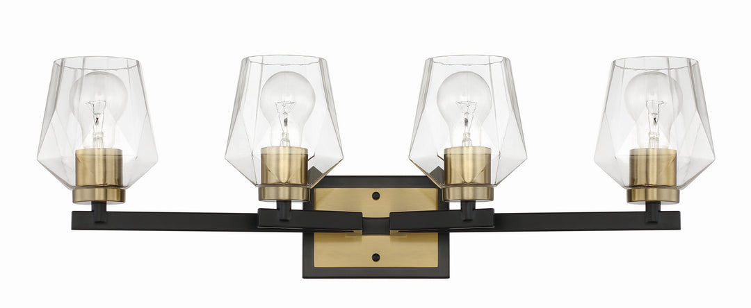 Craftmade Avante Grand 56904-FBSB Bath Vanity Light 29 in. wide - Flat Black/Satin Brass