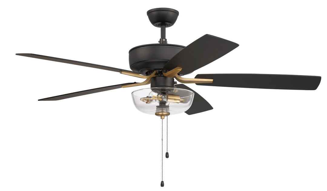 Craftmade Pro Plus 101 P101FBSB5-52BWNFB Ceiling Fan 52 - Flat Black/Satin Brass, Black Walnut/Flat Black/