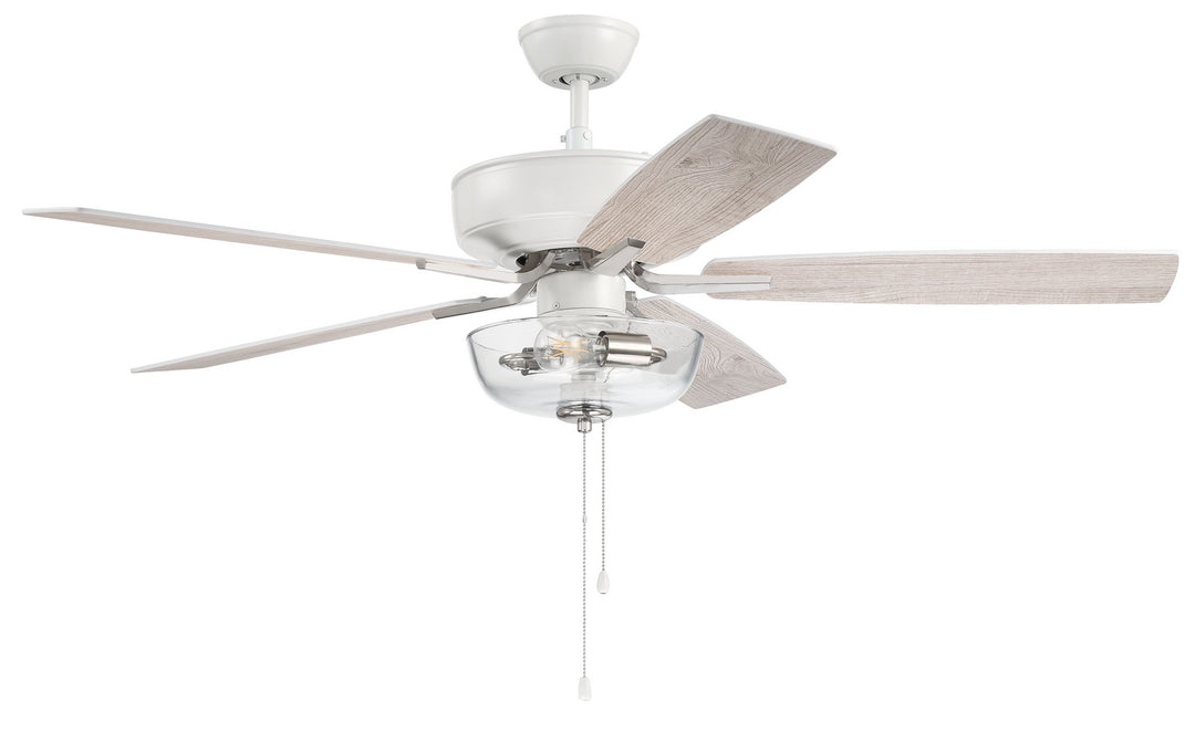 Craftmade Pro Plus 101 P101WPLN5-52WWOK Ceiling Fan 52 - White/Polished Nickel, White/Washed Oak/