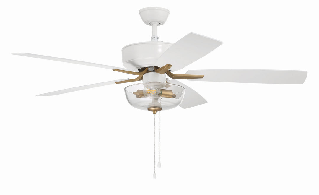 Craftmade Pro Plus 101 P101WSB5-52WWOK Ceiling Fan 52 - White/Satin Brass, White/Washed Oak/