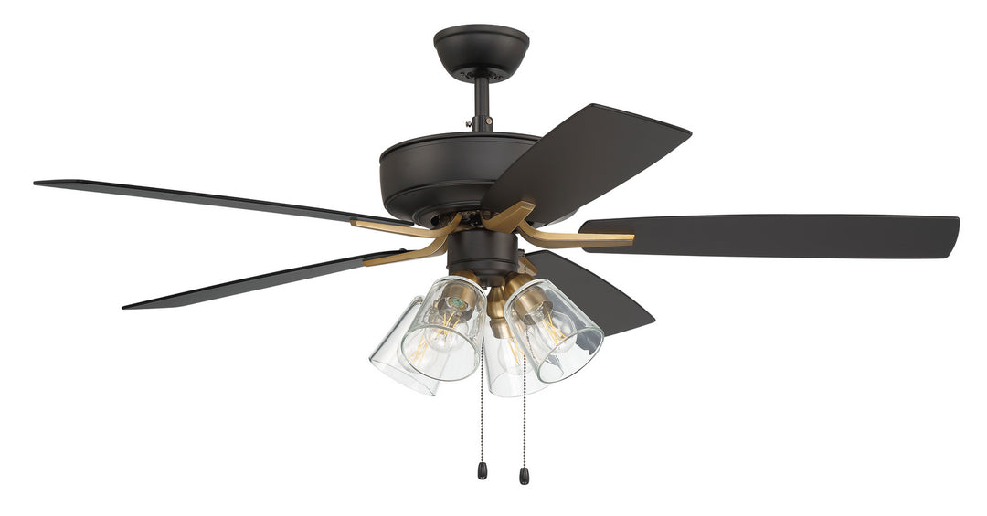 Craftmade Pro Plus 104 P104FBSB5-52BWNFB Ceiling Fan 52 - Flat Black/Satin Brass, Black Walnut/Flat Black/