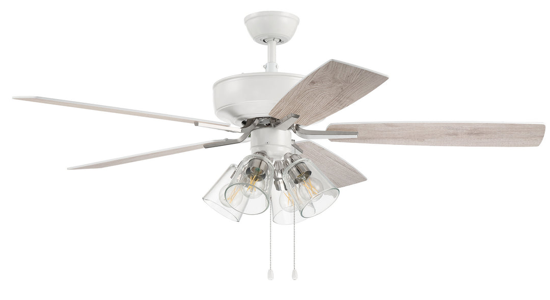 Craftmade Pro Plus 104 P104WPLN5-52WWOK Ceiling Fan 52 - White/Polished Nickel, White/Washed Oak/