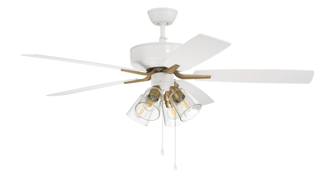 Craftmade Pro Plus 104 P104WSB5-52WWOK Ceiling Fan 52 - White/Satin Brass, White/Washed Oak/